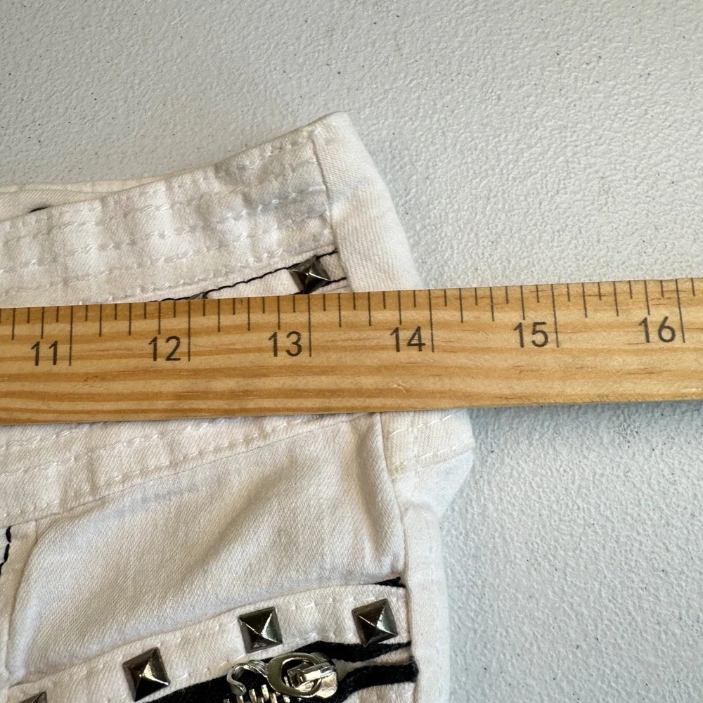 Cheviotto White Denim Studded Punk Rock Straight Leg Jeans Size 10